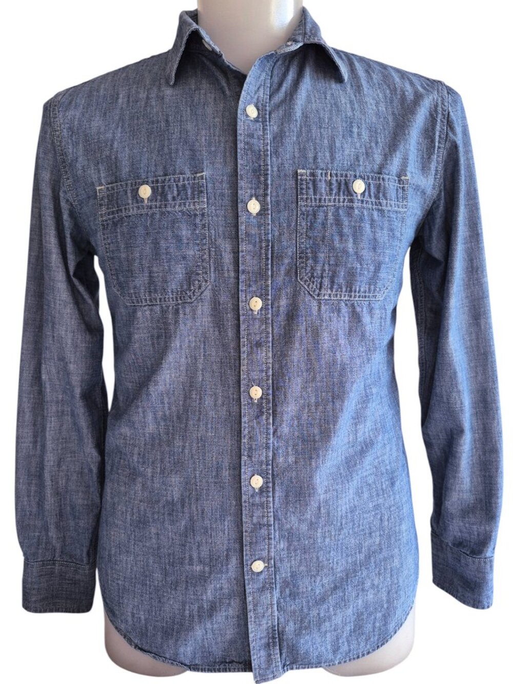 Old Navy Mens Denim Chambray 100% Cotton Slim Fit Long Sleeve Shirt M
